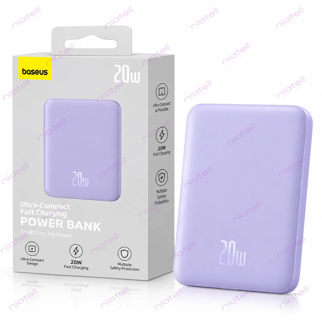 پاور بانک مغناطیسی بیسوس Magnetic Mini بنفش