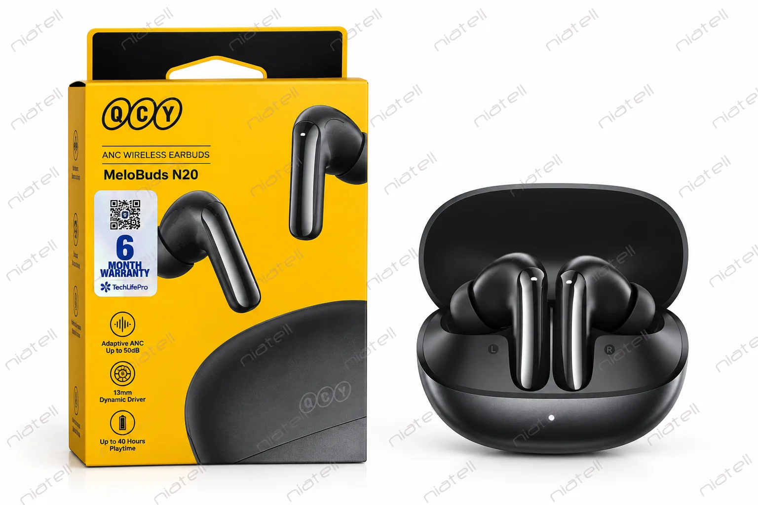 هندزفری QCY MeloBuds N20 مشکی به همراه کیس شارژ و جعبه اصلی