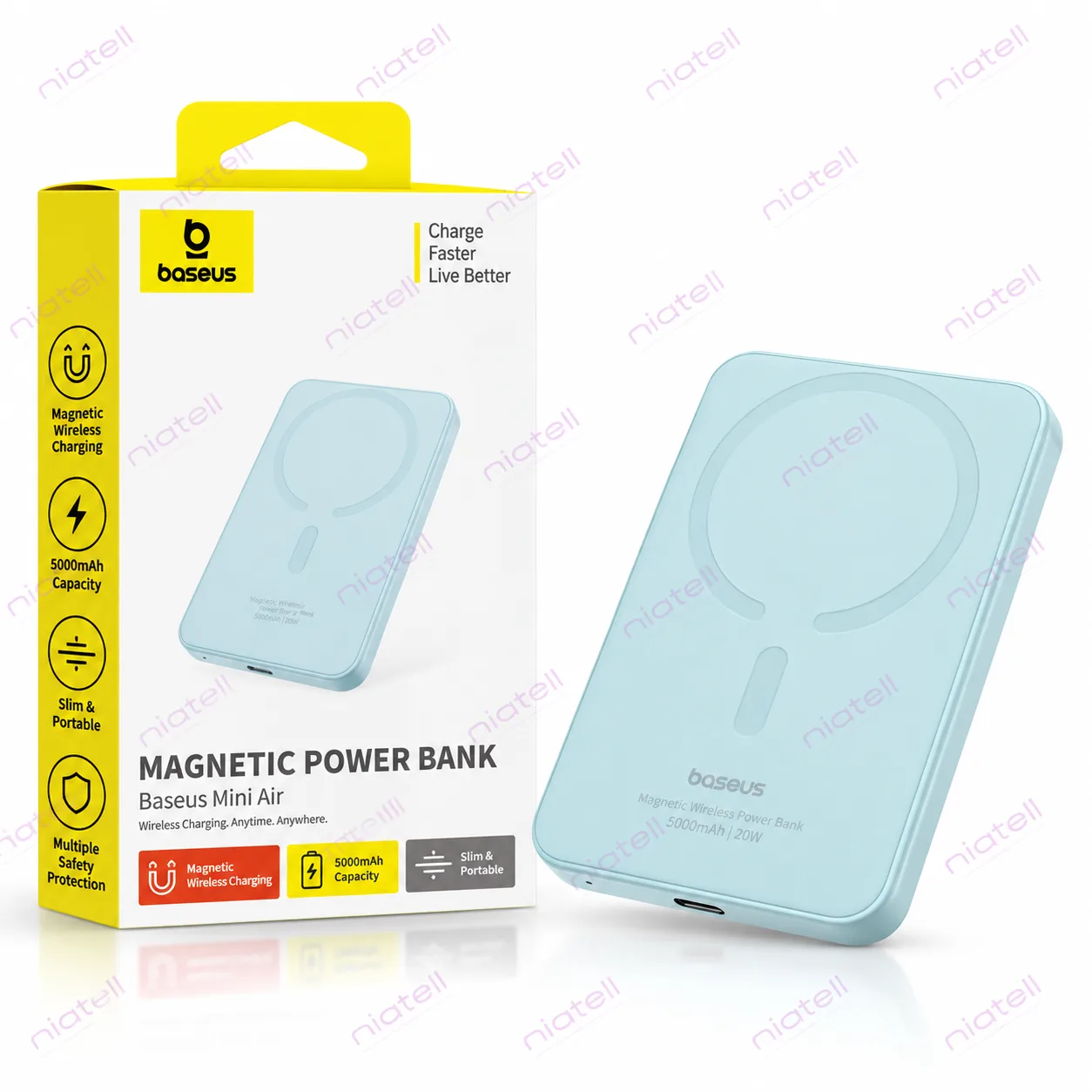 پاوربانک بیسوس Magnetic Mini Wireless مدل P10022107313-00