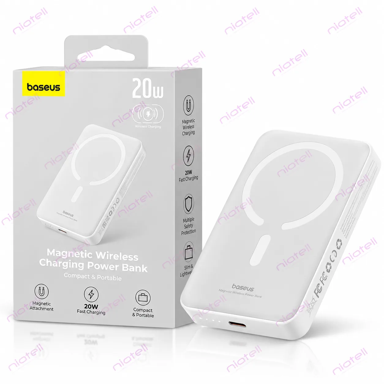 پاوربانک بیسوس Magnetic Mini Wireless 6000mAh مدل PPCX100502