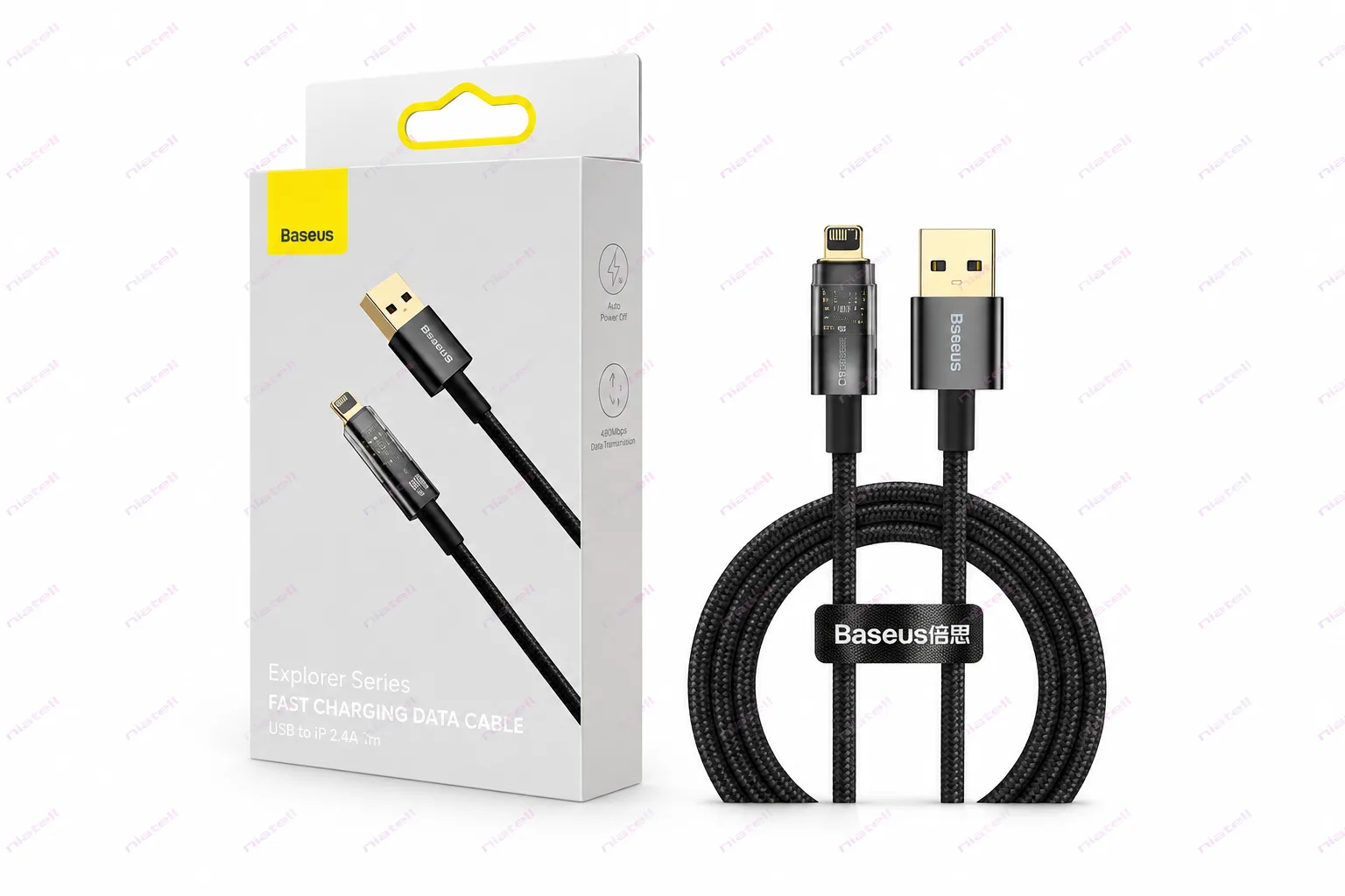 کابل بیسوس Explorer Series مدل CATS000401 با رابط USB-A به Lightning و روکش مشکی